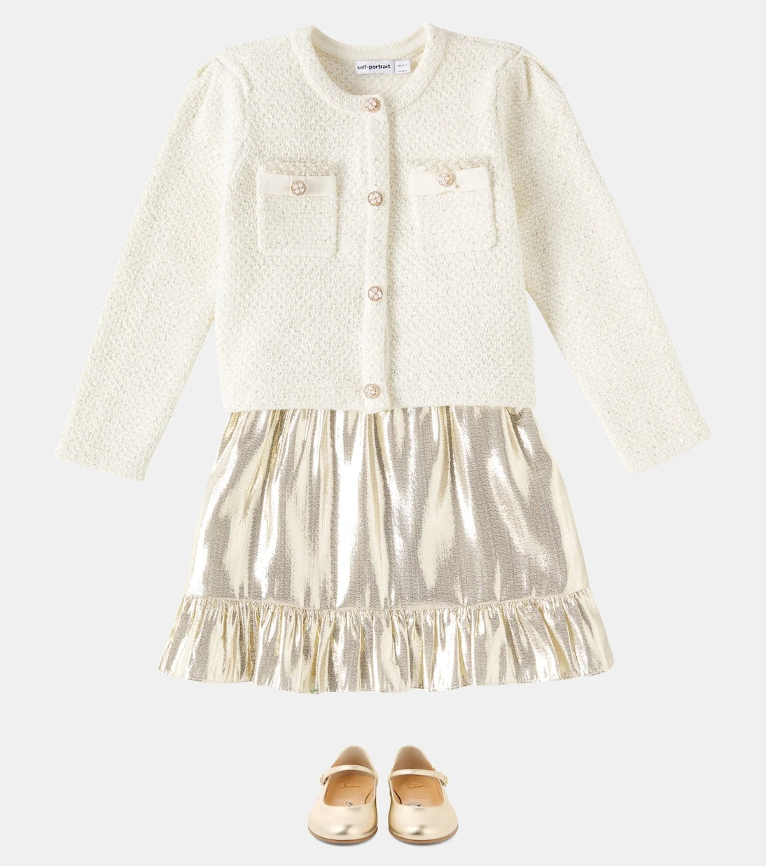 Self-Portrait Kids - Sequined cotton-blend cardigan