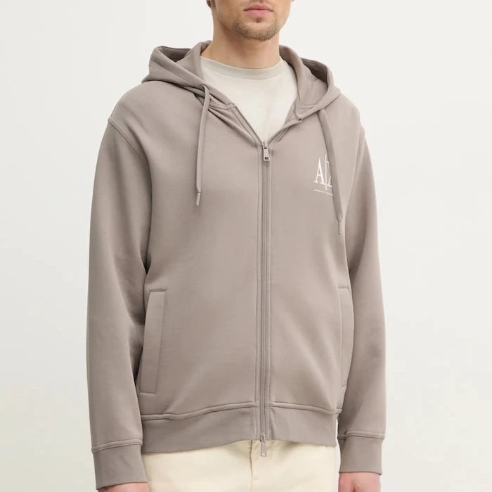Armani Exchange fermuarlı kapüşonlu erkek pamuklu sweatshirt