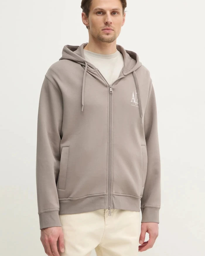 Armani Exchange fermuarlı kapüşonlu erkek pamuklu sweatshirt