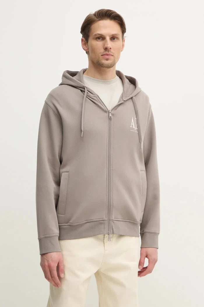 Armani Exchange fermuarlı kapüşonlu erkek pamuklu sweatshirt