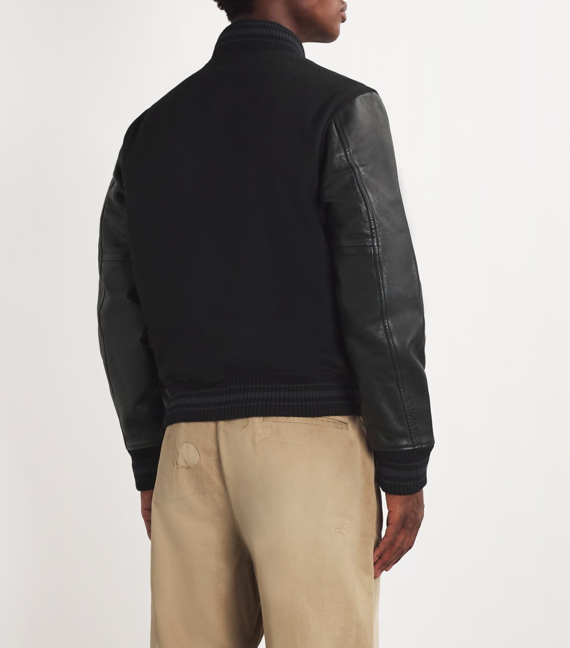 Polo Ralph Lauren Black Wool-Blend Appliqué Bomber Jacket