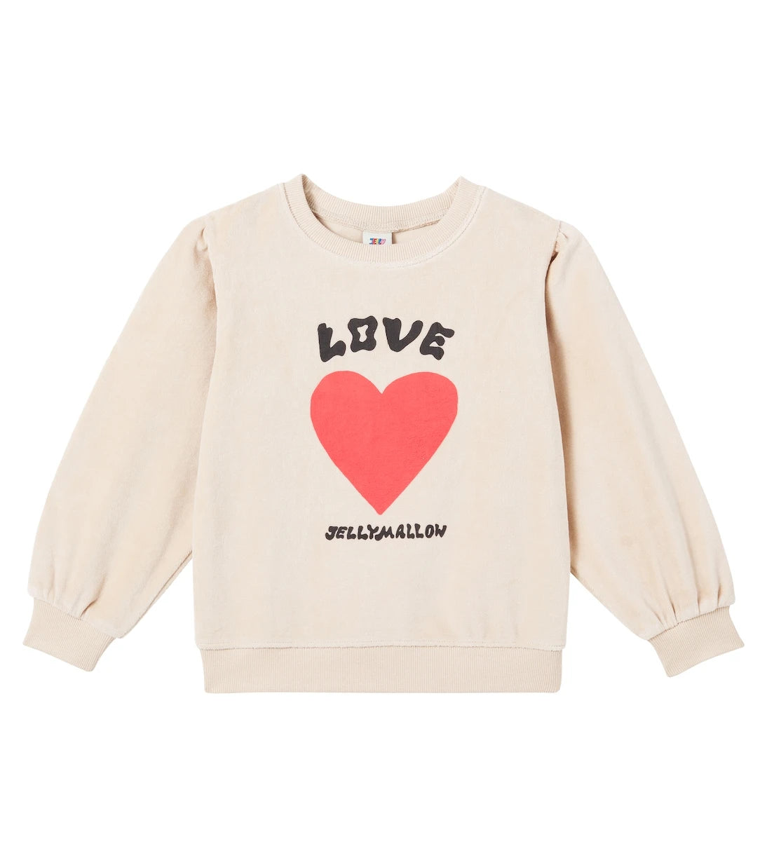 Jellymallow - سويت شيرت مخملي بقلوب من مزيج القطن