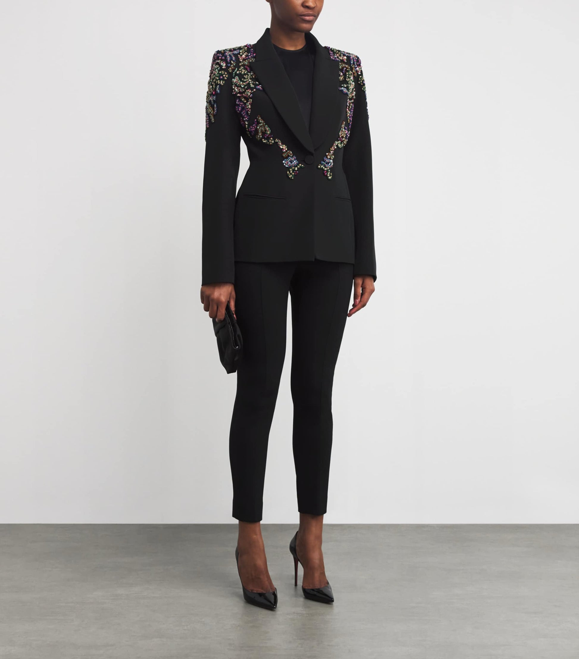 Zuhair Murad Black Cady Beaded Blazer