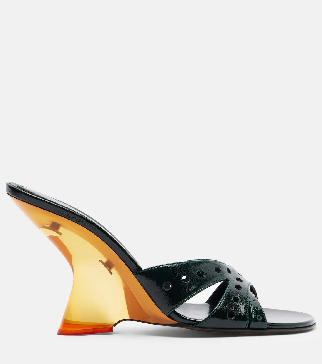 Dries Van Noten - Patent leather wedge mules