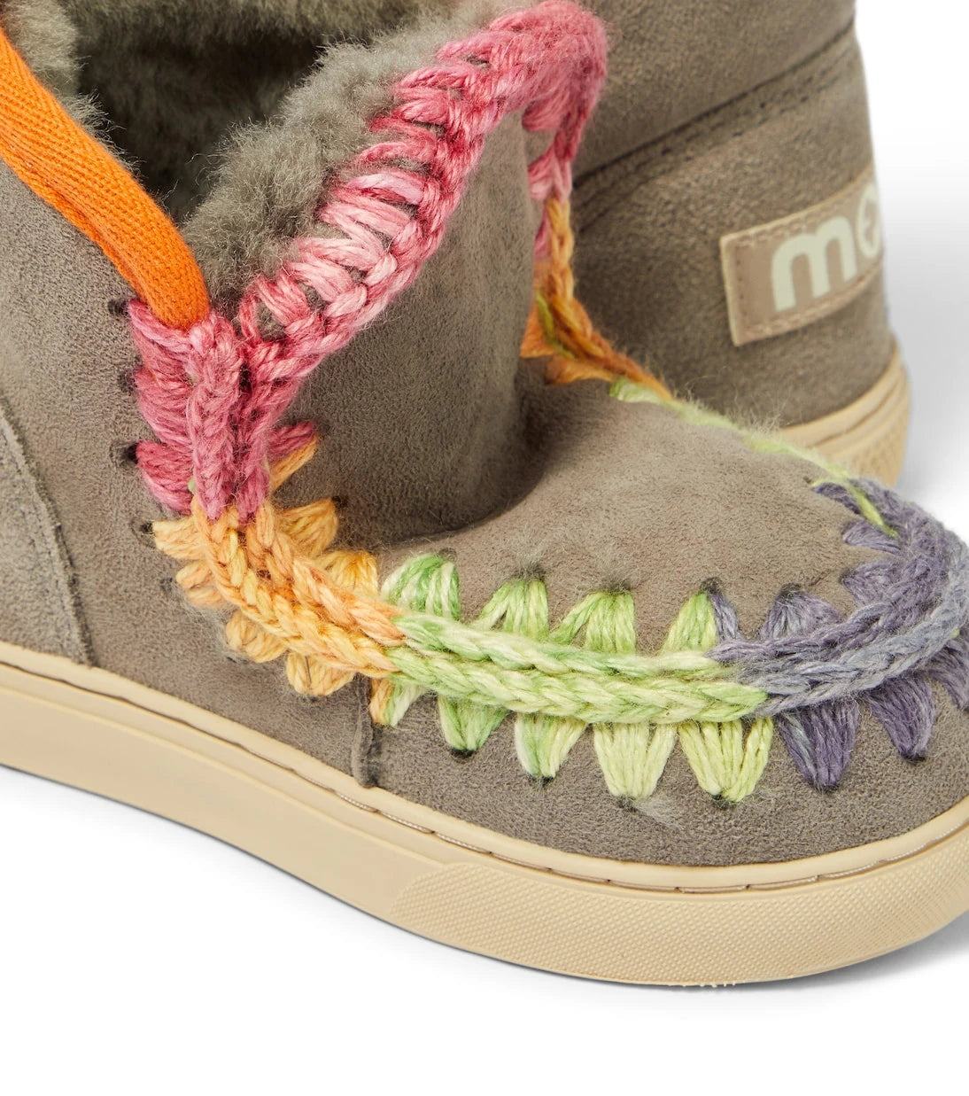 Mou Kids - Crochet-trimmed suede sneakers