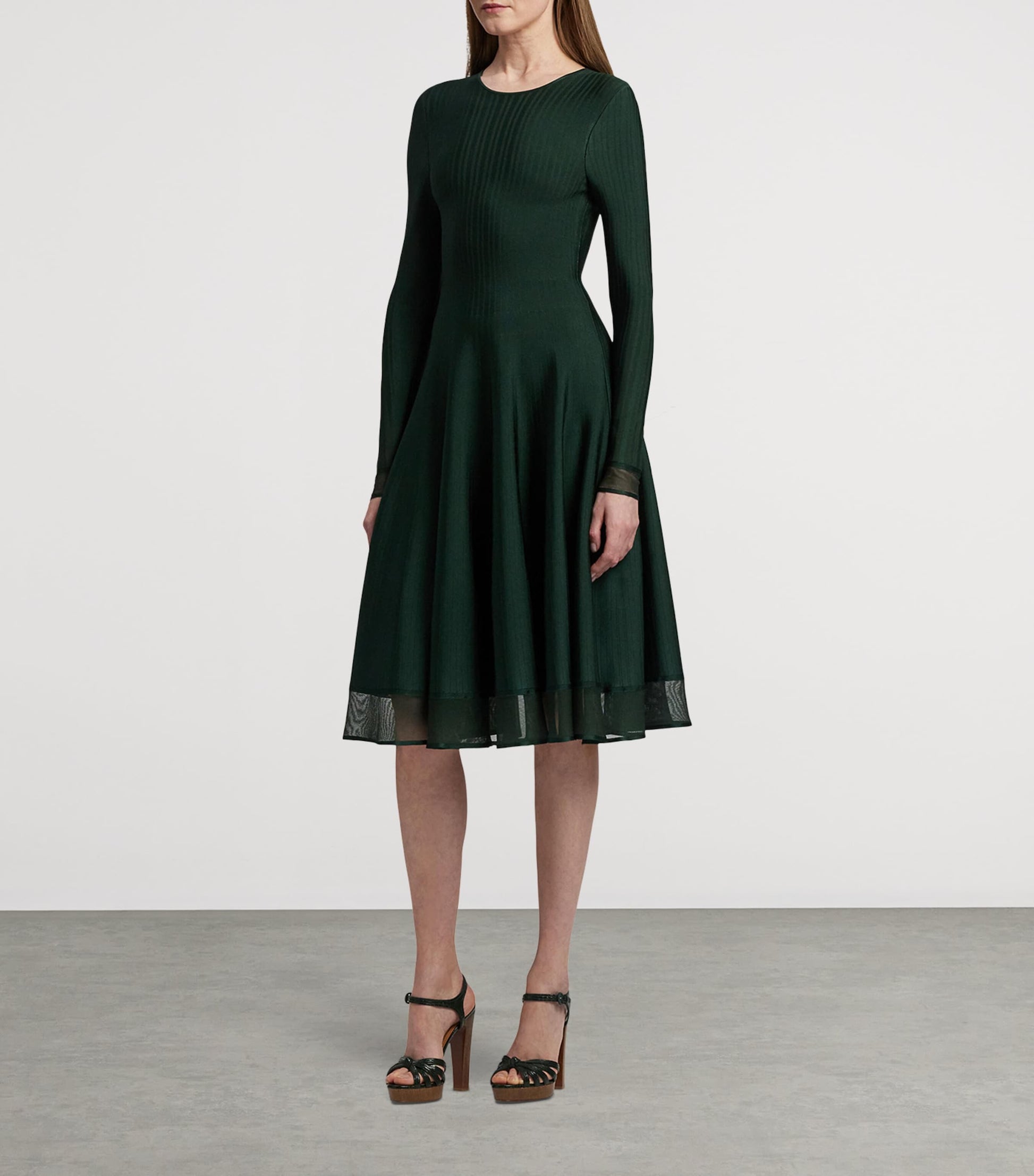 Ralph Lauren Collection Green Sheer Edge Midi Dress