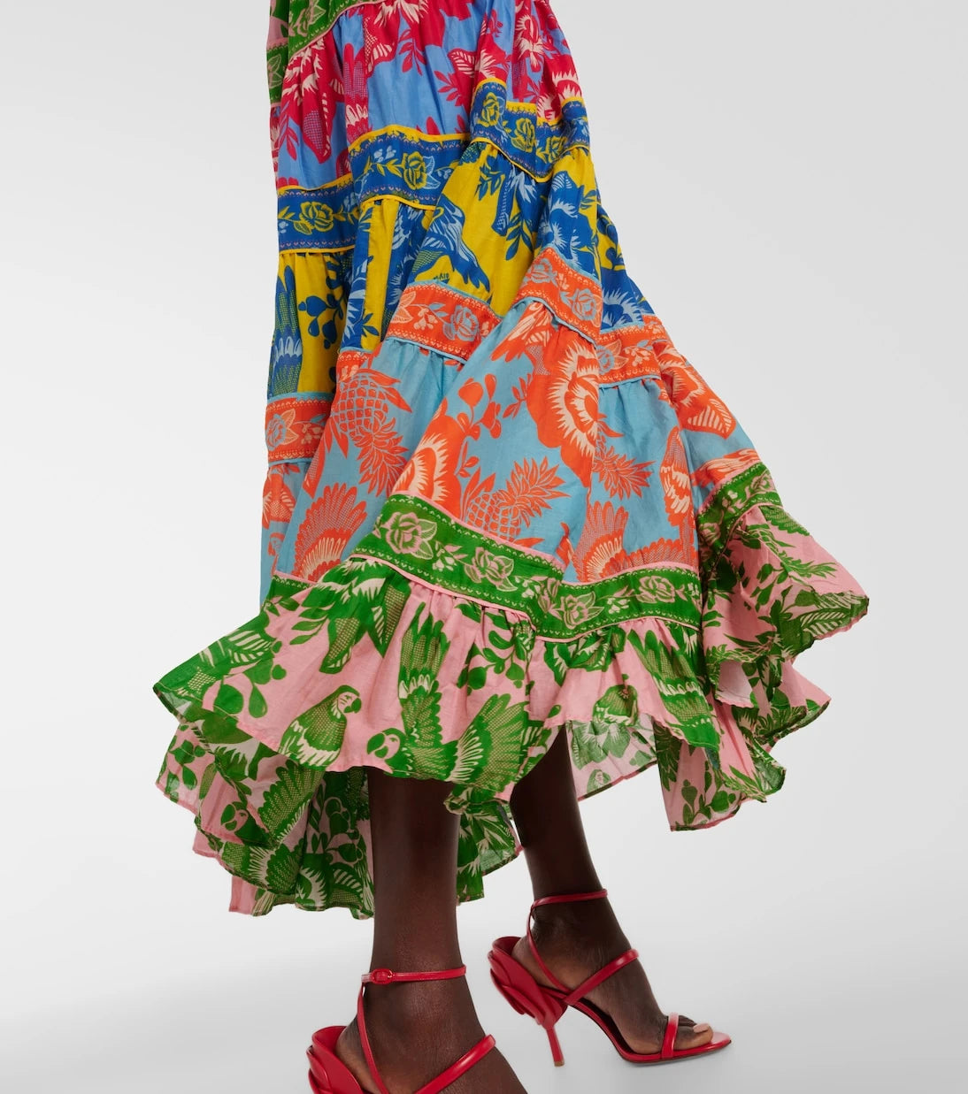 Farm Rio - Printed tiered cotton midi dress