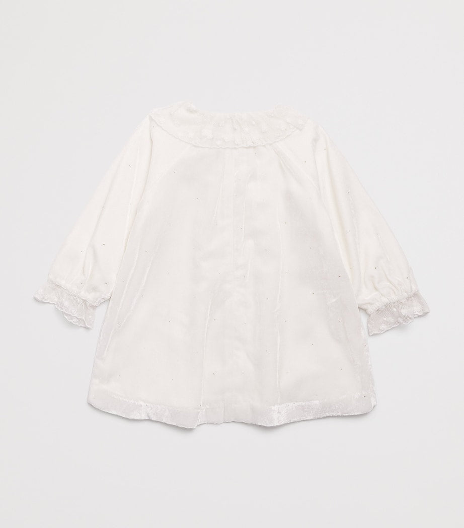 Tartine et Chocolat Ivory Velvet Glitter-Detail Dress (3 Months-4 Years)