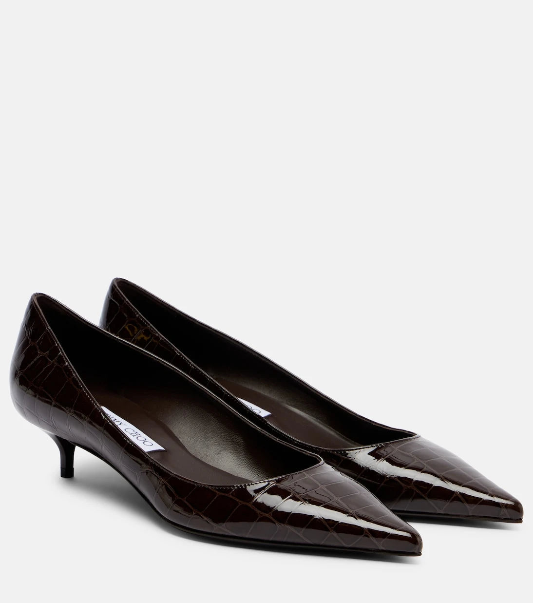 Jimmy Choo - حذاء أميليا 35 بكعب عالٍ من الجلد بنقشة التمساح