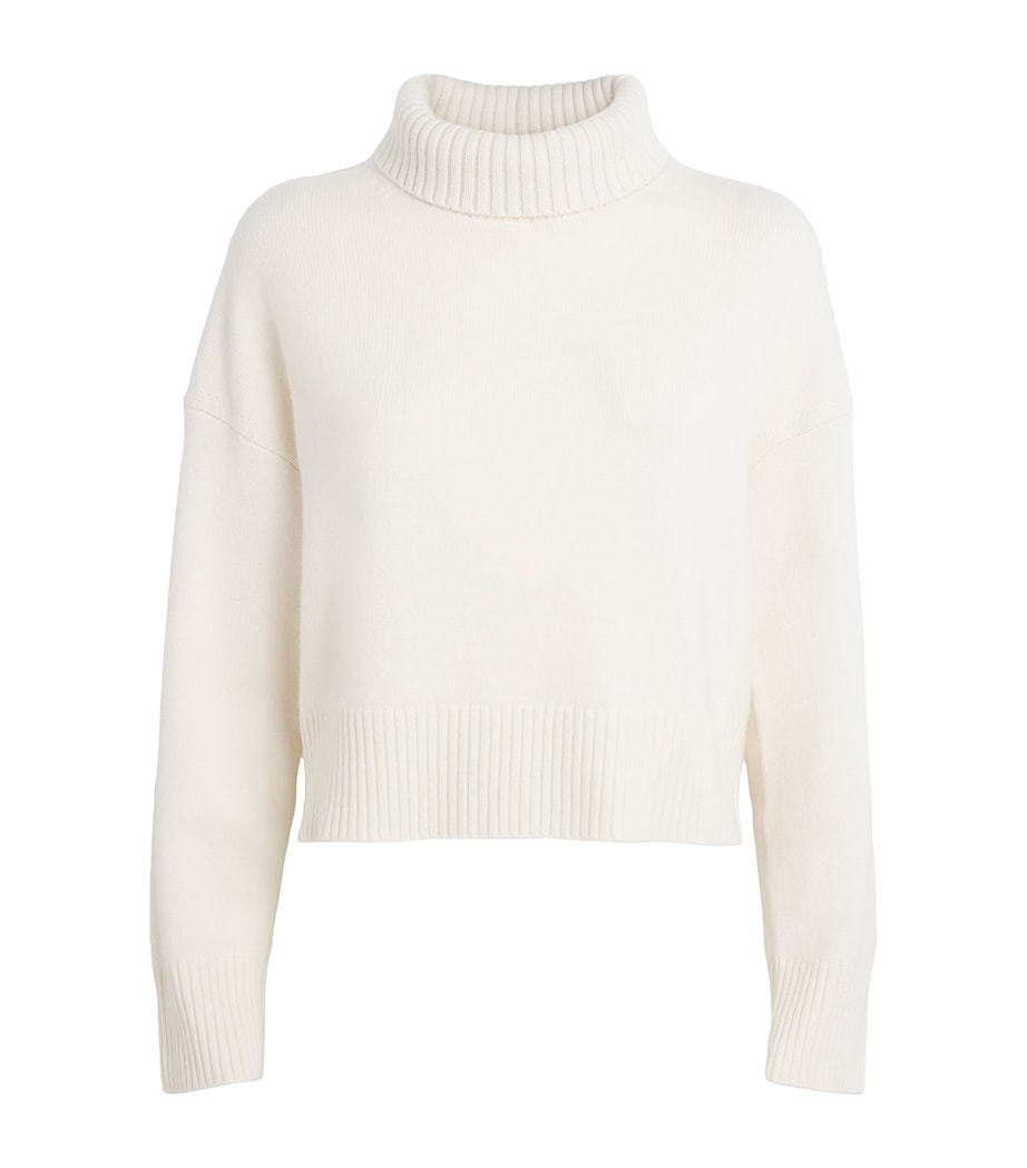 White Cashmere-Blend Rollneck Sweater