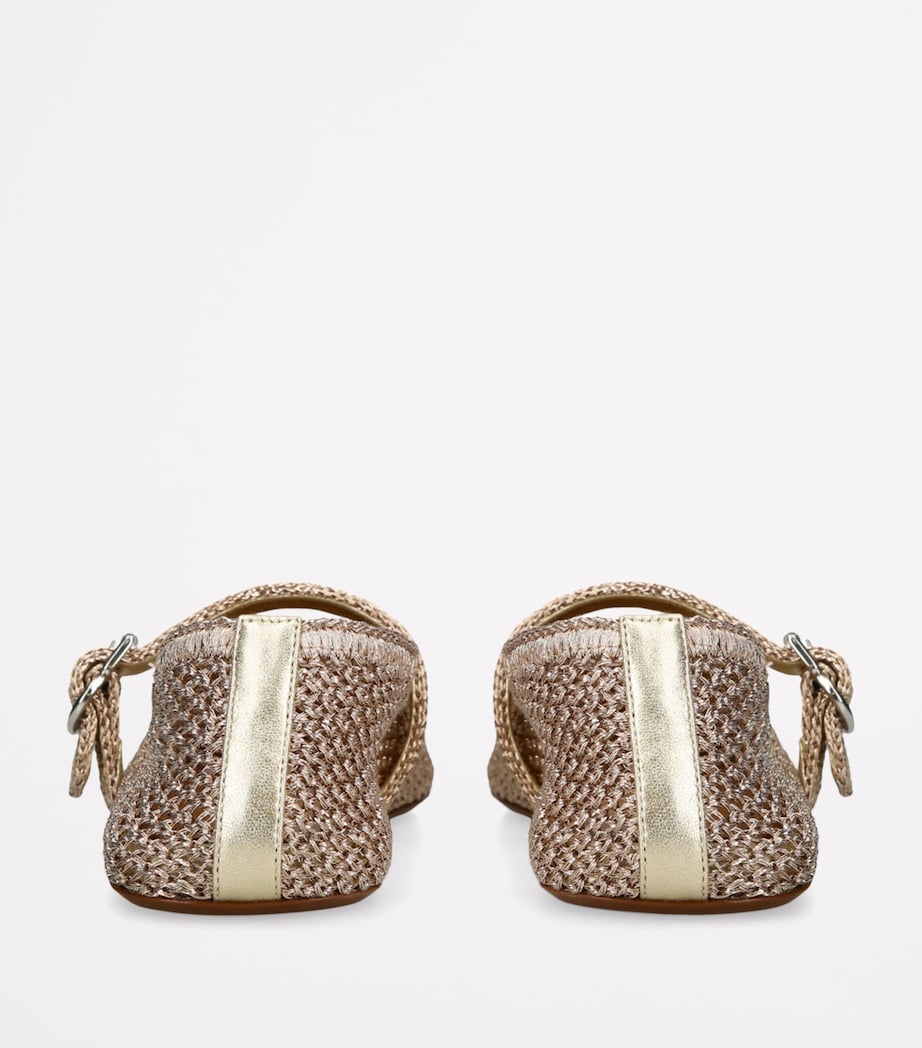 Nude Lurex Crochet Ballet Flats