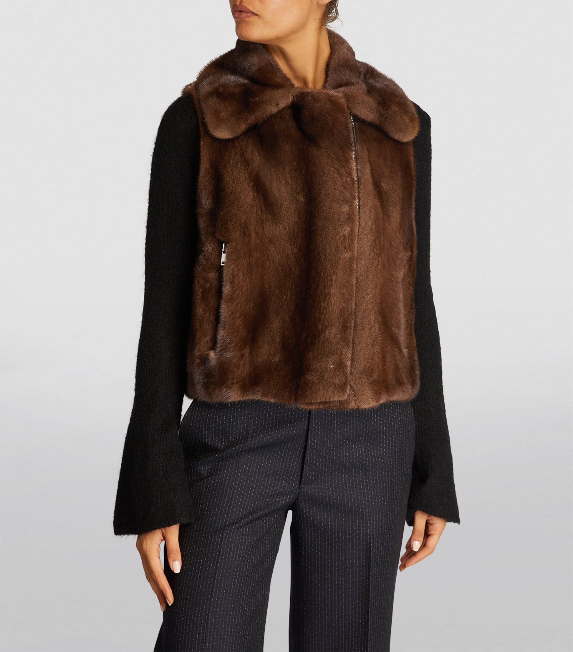 Yves Salomon Beige Mink Gilet
