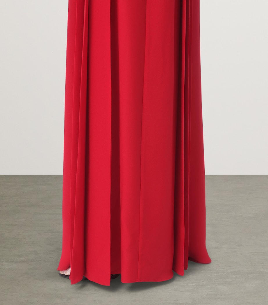 Valentino Red Silk Maxi Shirt Dress