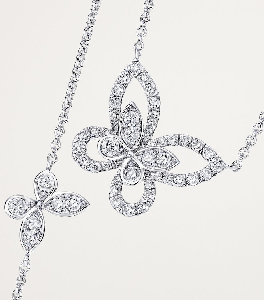 White Gold and Diamond Multi Butterfly Necklace