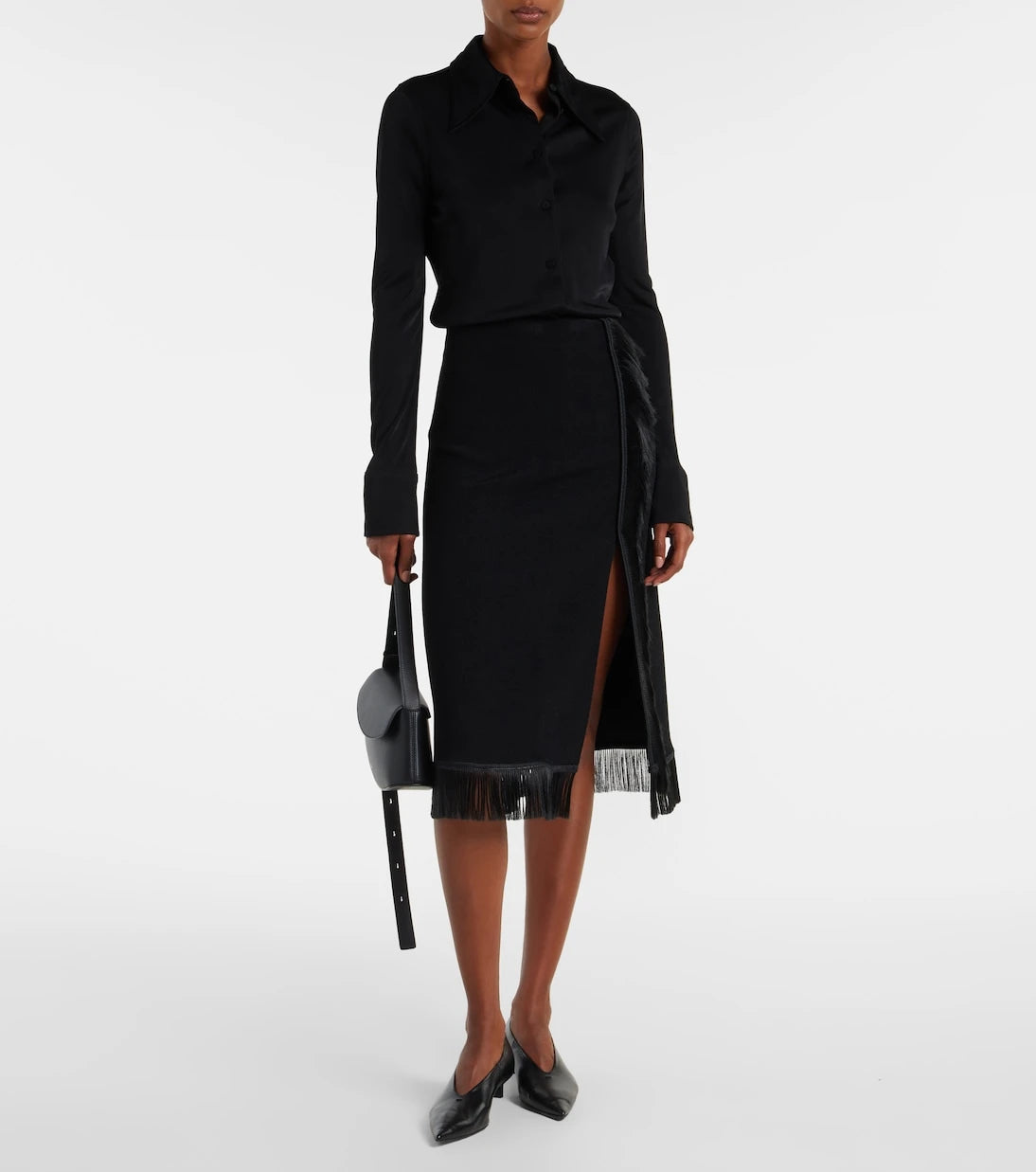 Jil Sander - تنورة متوسطة الطول بشراشيب