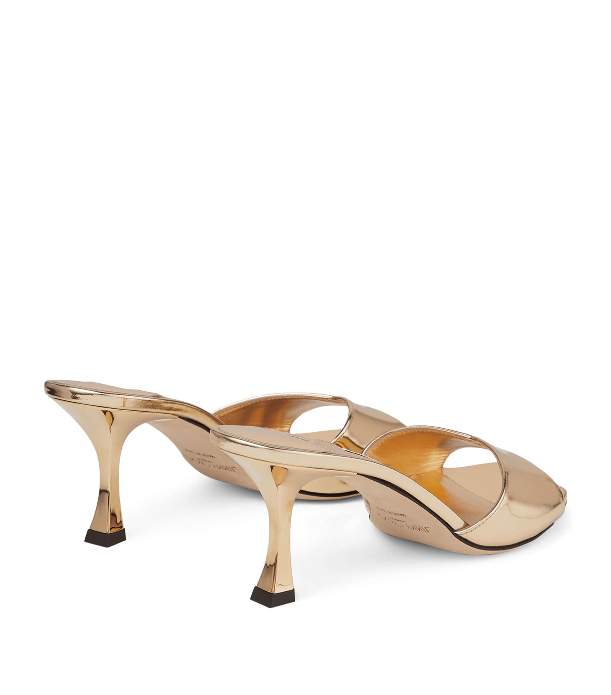 Jimmy Choo Gold Skye 70 Metallic Leather Mules