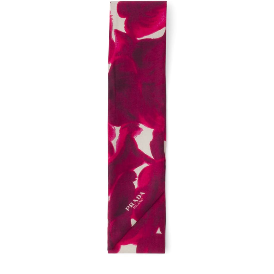 Purple Silk Printed Shantung Skinny Scarf