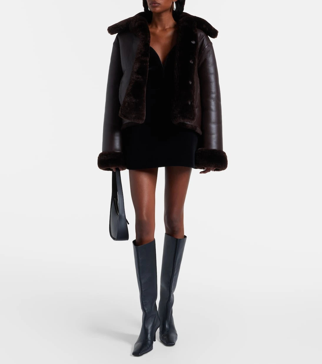 David Koma - Reversible shearling and leather jacket