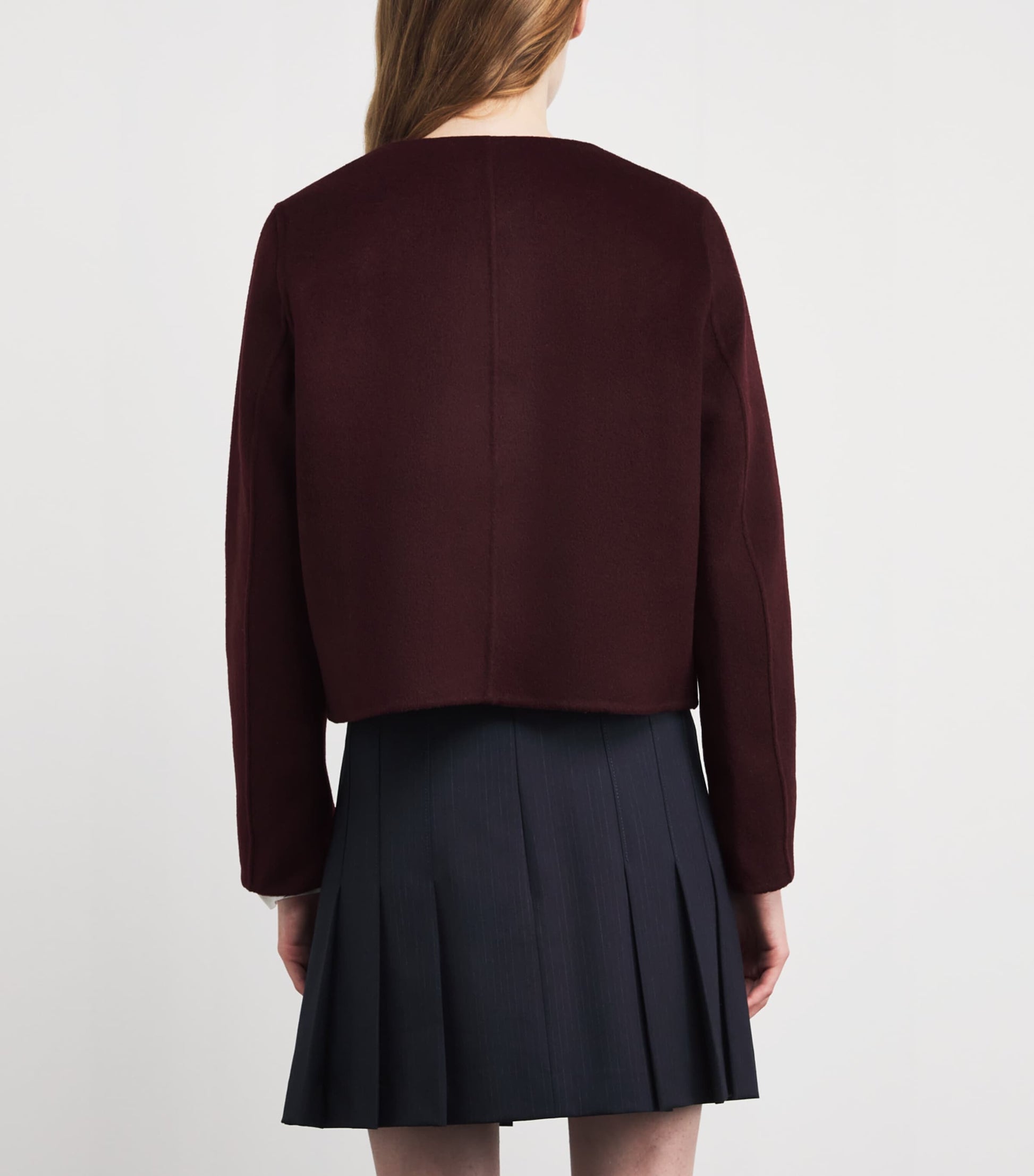 Maje Red Wool-Blend Reversible Bomber Jacket