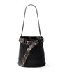 Black Leather Buckled Bucket Bag