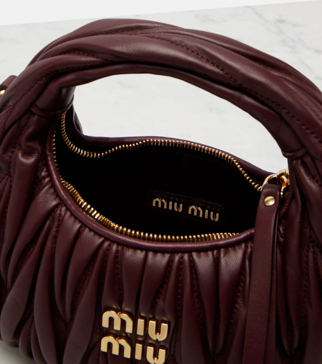 Miu Miu - Wander Mini matelassé leather top-handle bag