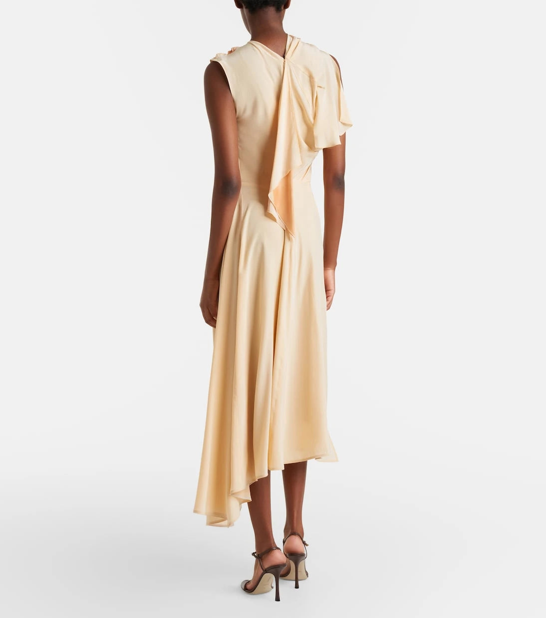 Victoria Beckham - Asymmetric smocked silk cocktail dress