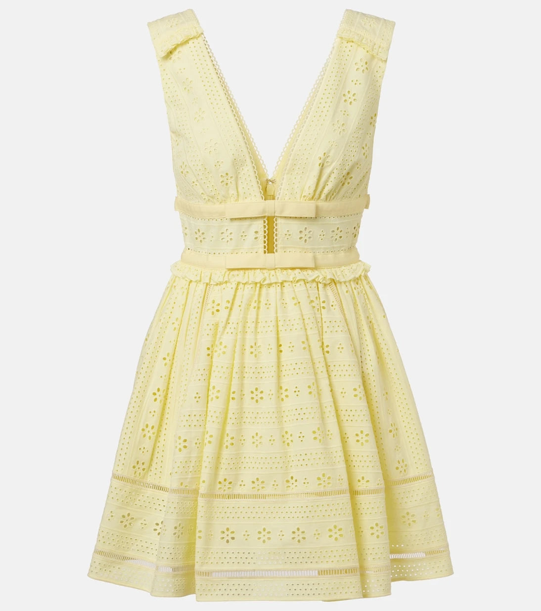 Self-Portrait - Broderie anglaise cotton minidress