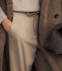 Beige Stretch-Wool Drawstring Trousers