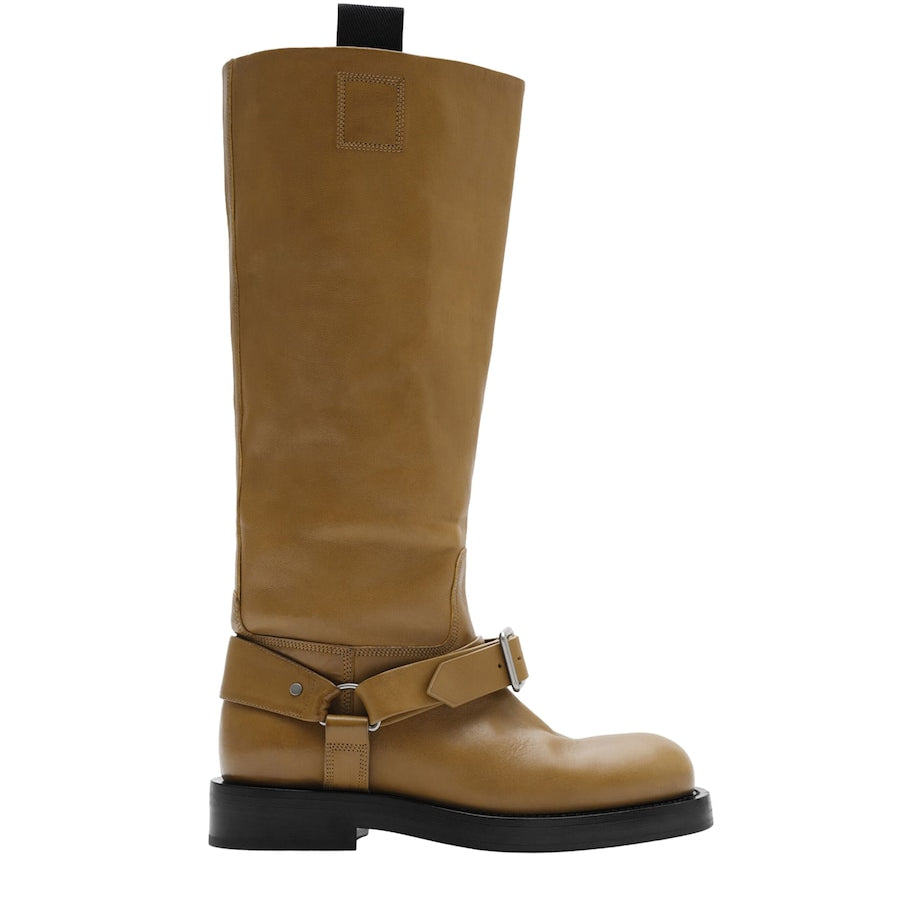 Burberry Brown Leather Saddle Knee-High Boots