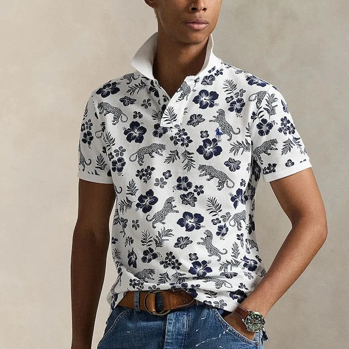 Памучна тениска с яка Polo Ralph Lauren