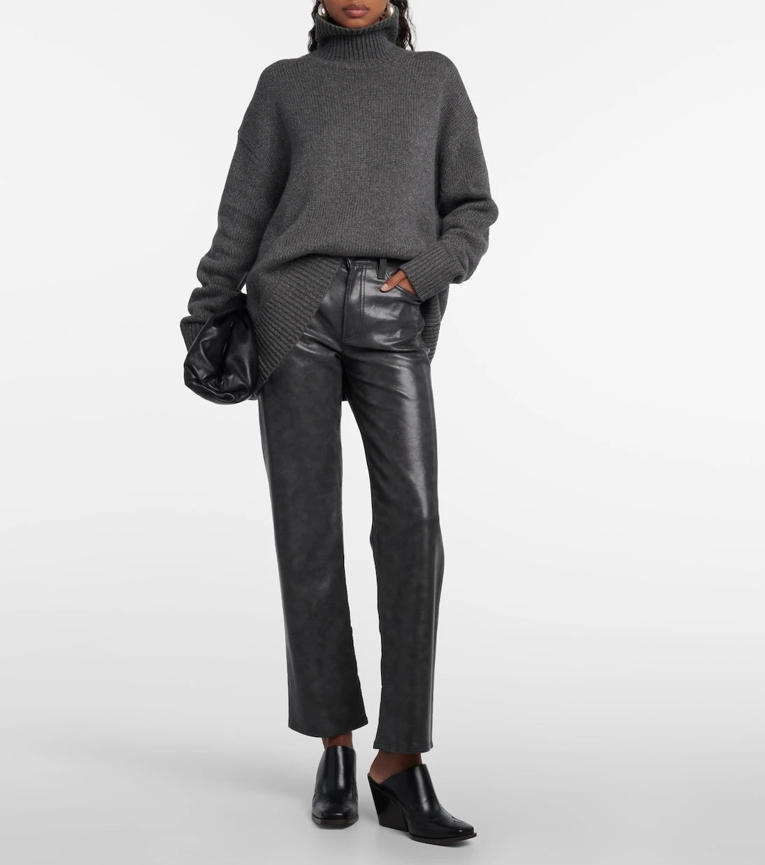 Agolde - Sloane mid-rise leather straight pants