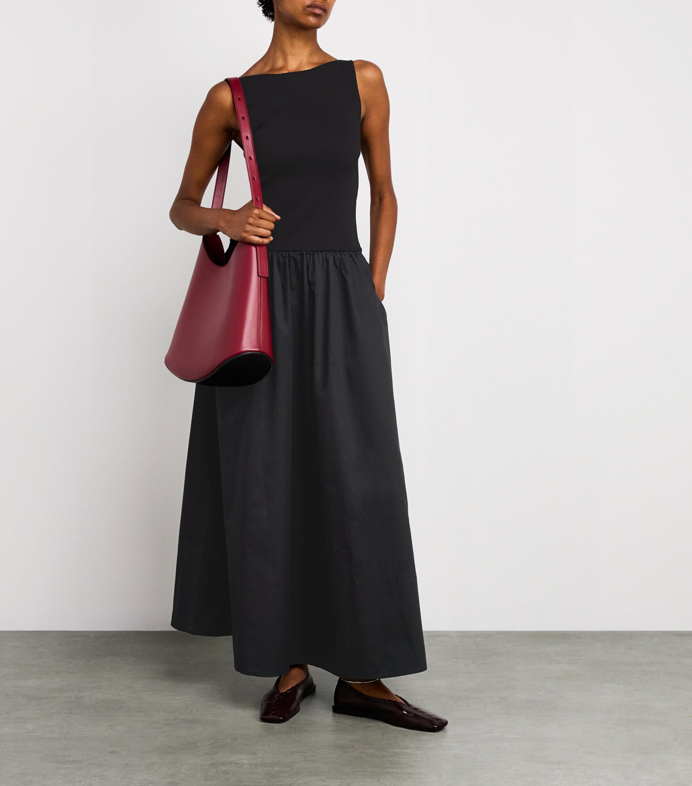 St. Agni Black Cut-Out Maxi Dress