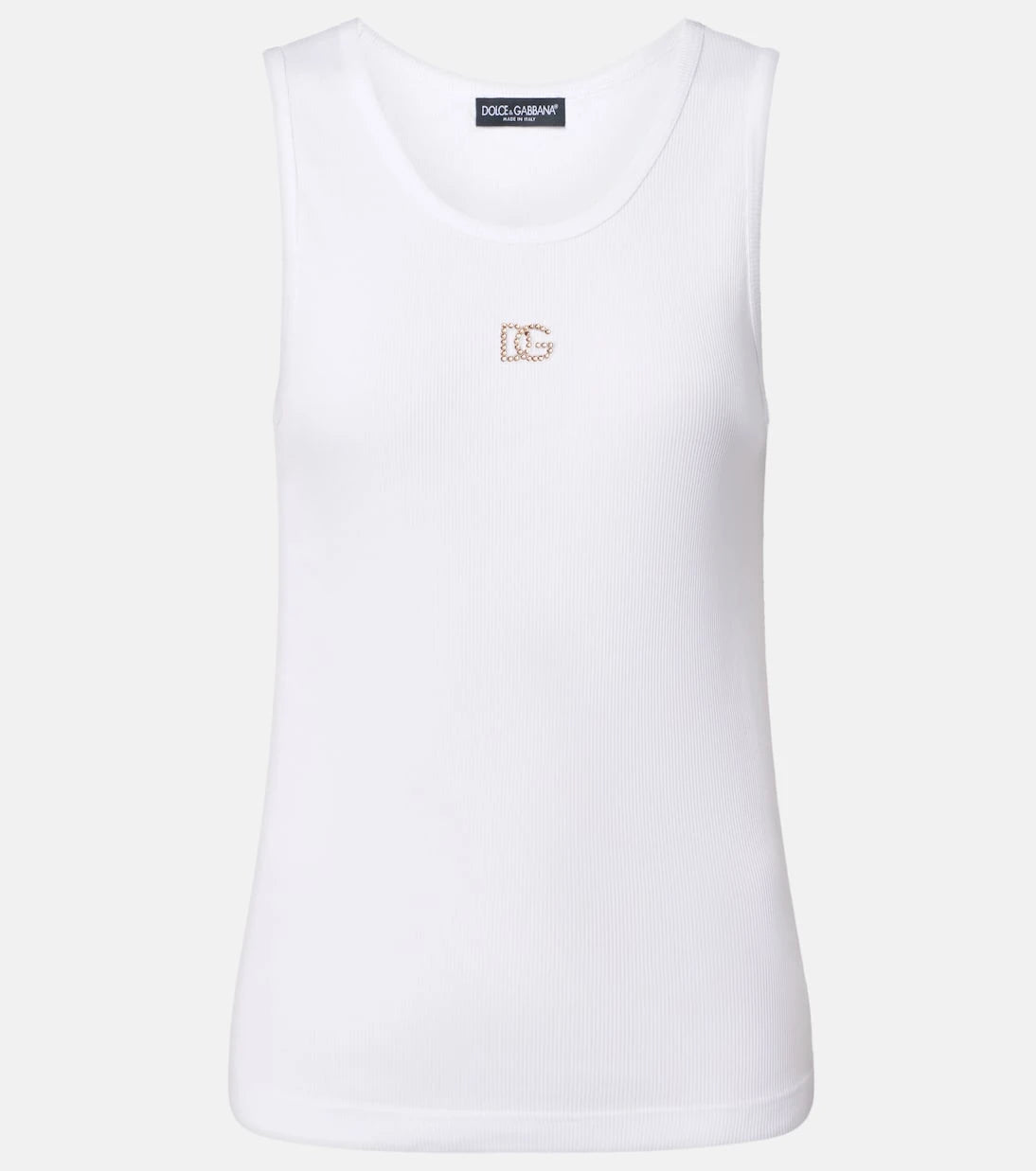 Dolce&Gabbana - DG embellished ribbed-knit cotton tank top