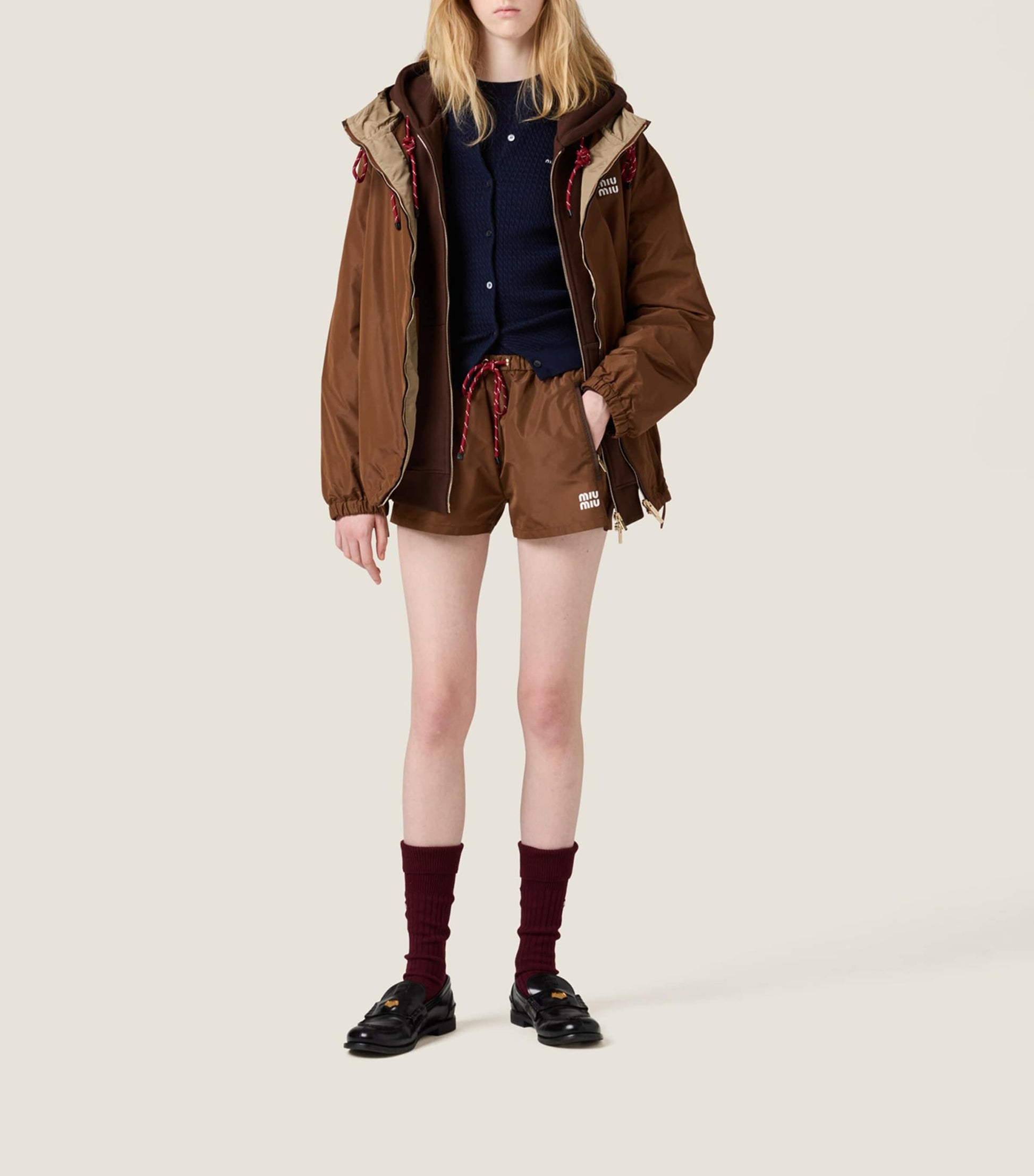 Miu Miu Brown Technical Drawstring Shorts