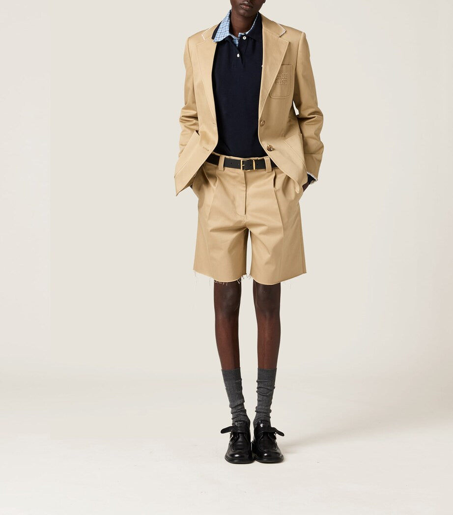 Miu Miu Neutral Cotton Bermuda Shorts