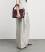 St. Agni Burgundy Mini Leather Woven Tote Bag