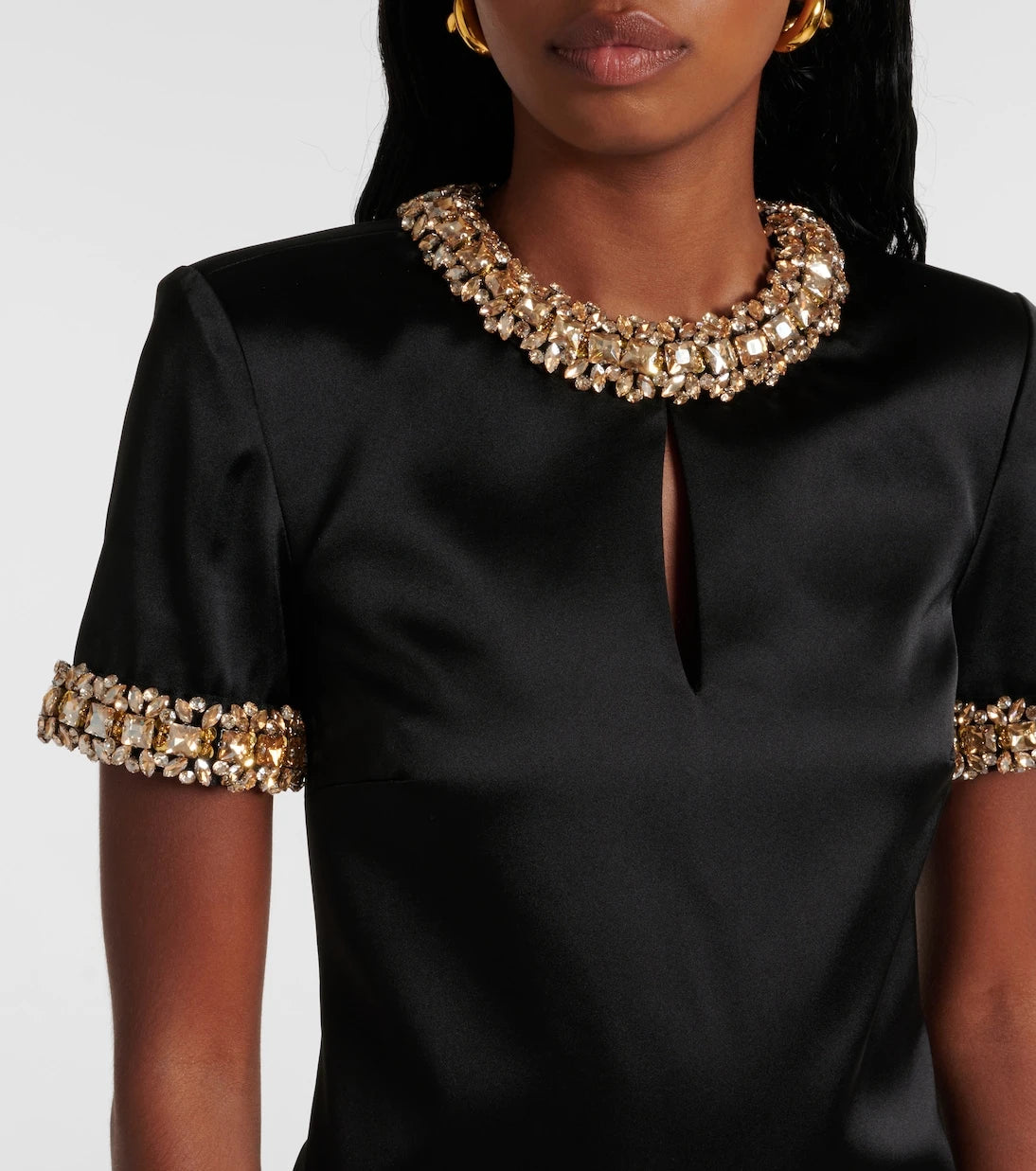 Self-Portrait - Embellished satin minidress
