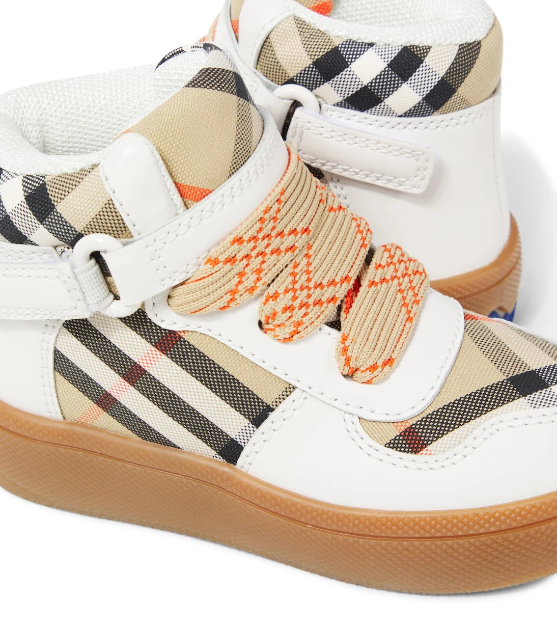 Burberry Kids - Burberry Check leather and canvas sneakers