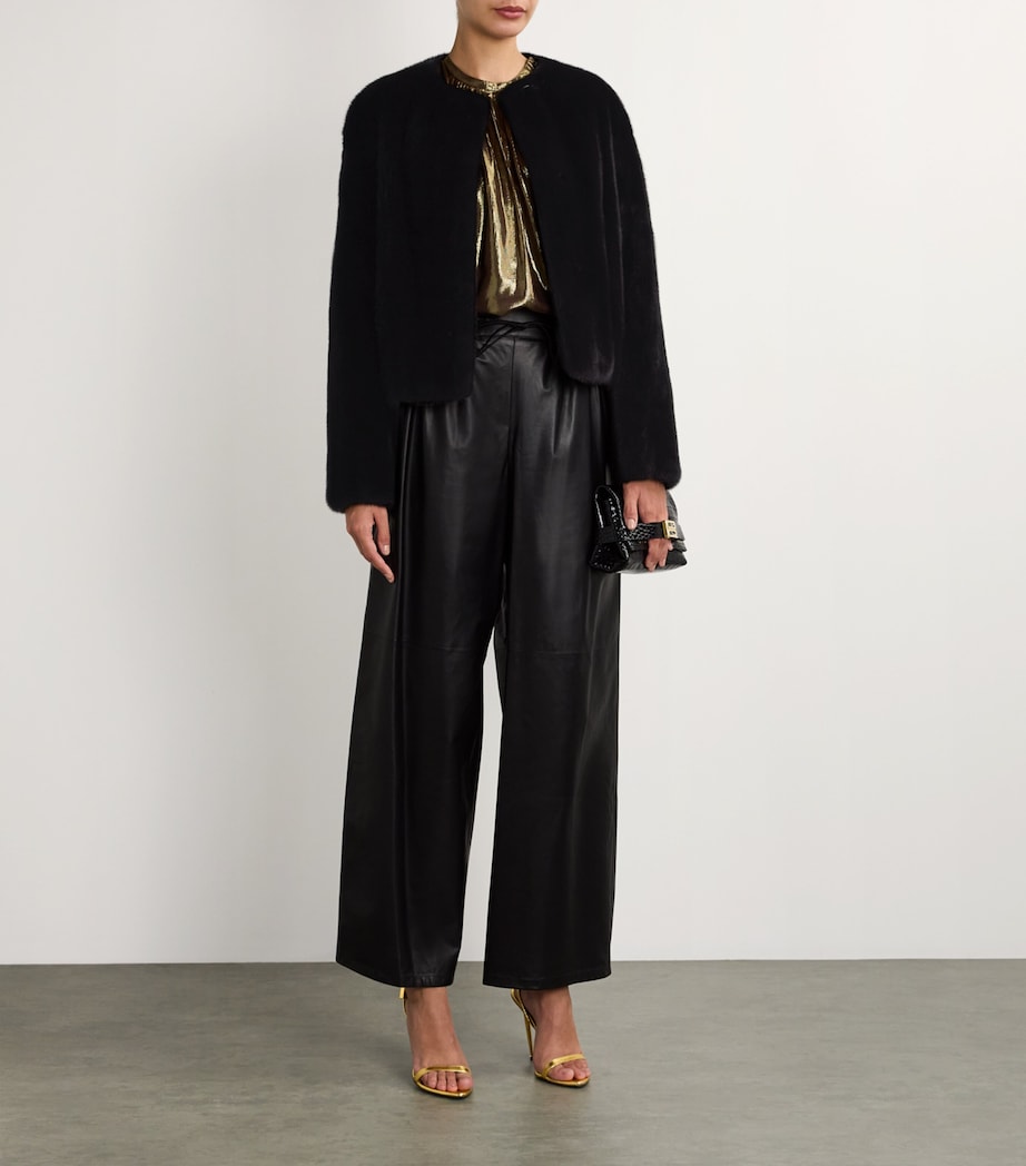 Yves Salomon Black Long-Haired Mink Jacket
