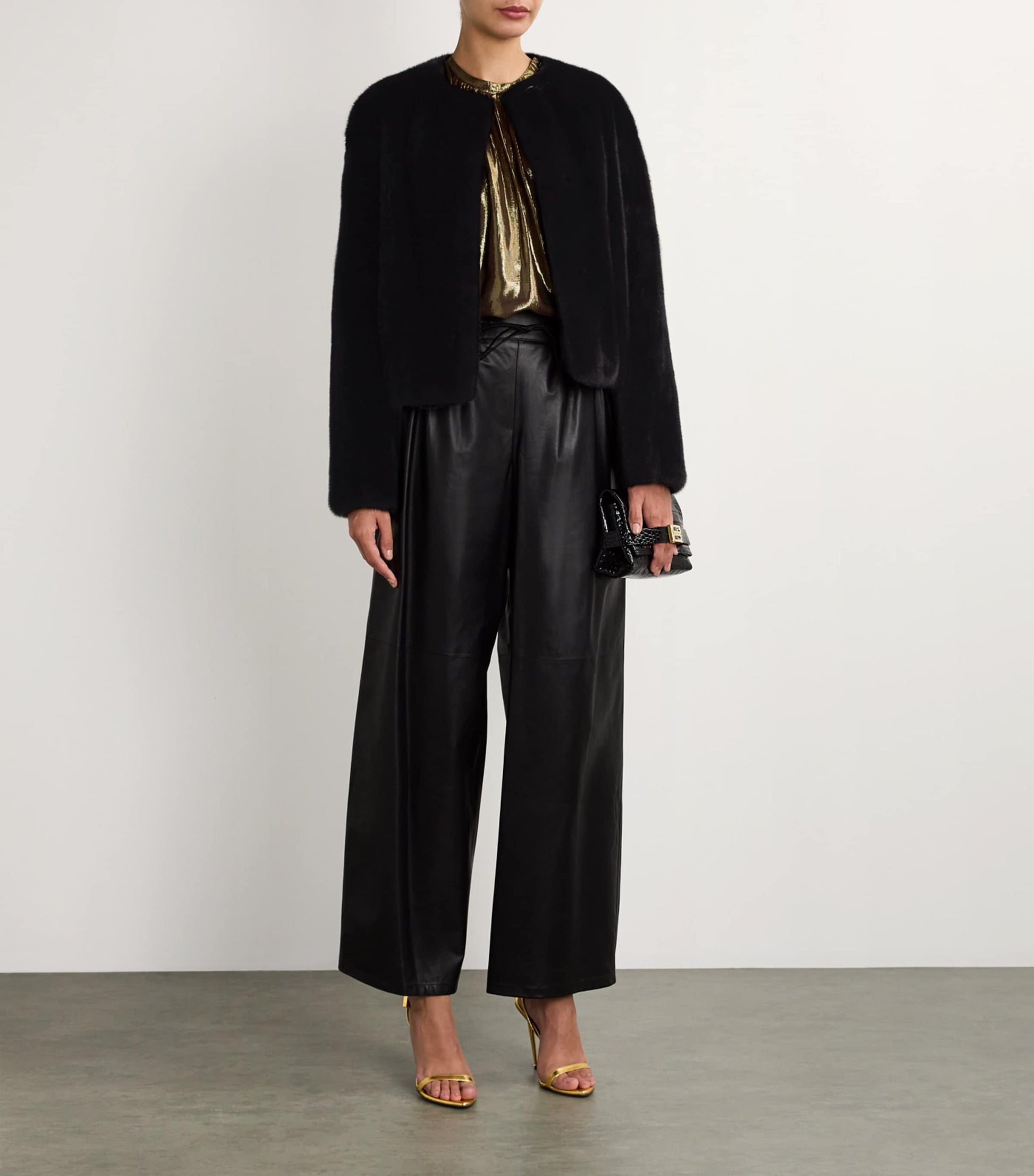Yves Salomon Black Long-Haired Mink Jacket
