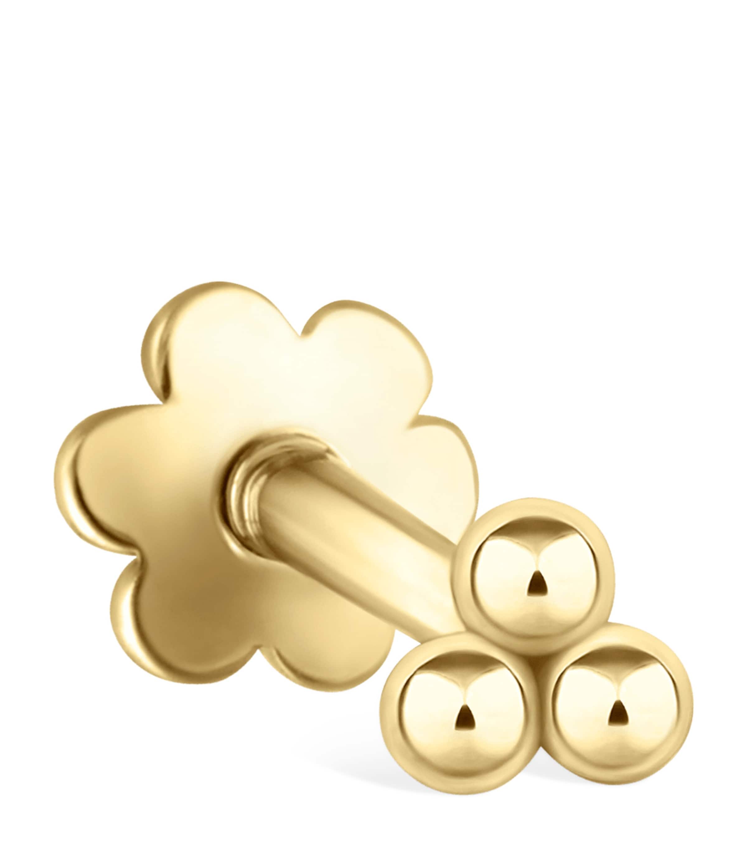 Gold Ball Trinity Threaded Stud Earring (2.5mm)