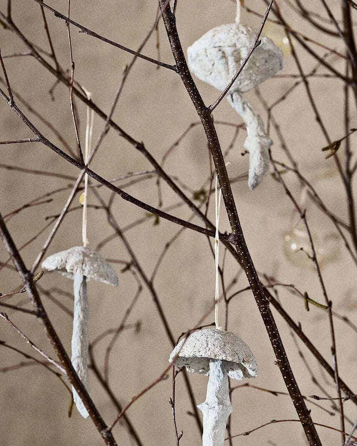 ferm LIVING Mushroom Ornaments Noel Süsleri Seti (4 Parça)
