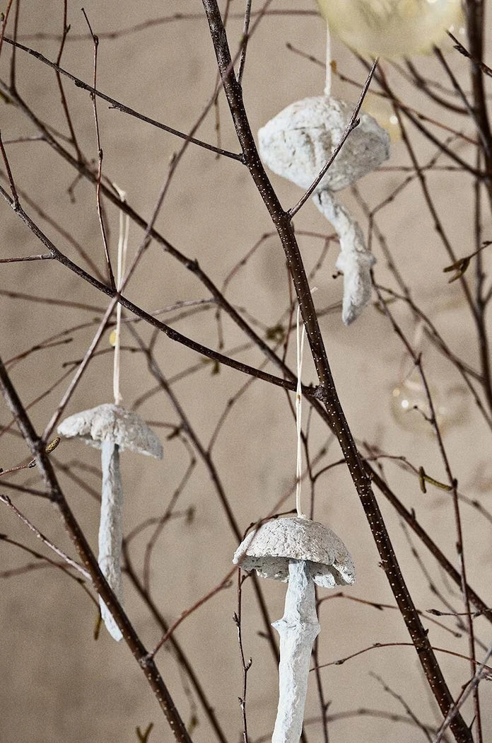 ferm LIVING Mushroom Ornaments Noel Süsleri Seti (4 Parça)