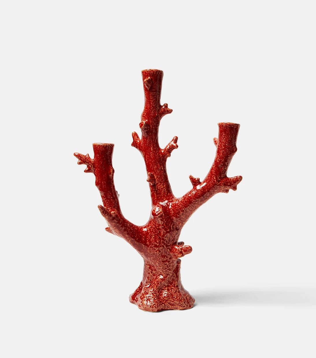 Bordallo Pinheiro - Coral earthenware candle holder