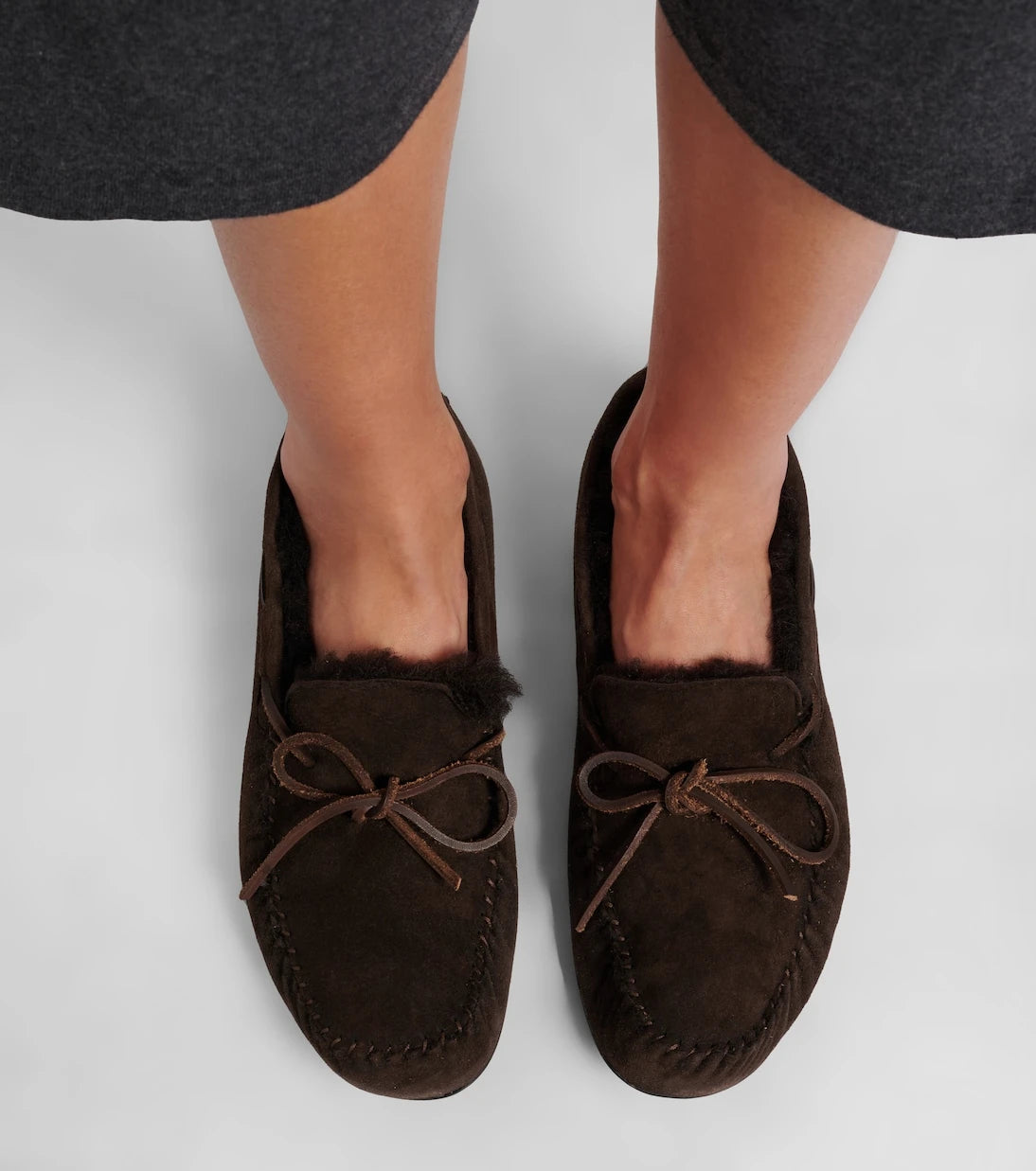 The Row - Lucca shearling-trimmed suede boat shoes