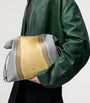 LOEWE Grey Leather Stripe Flamenco Clutch Bag