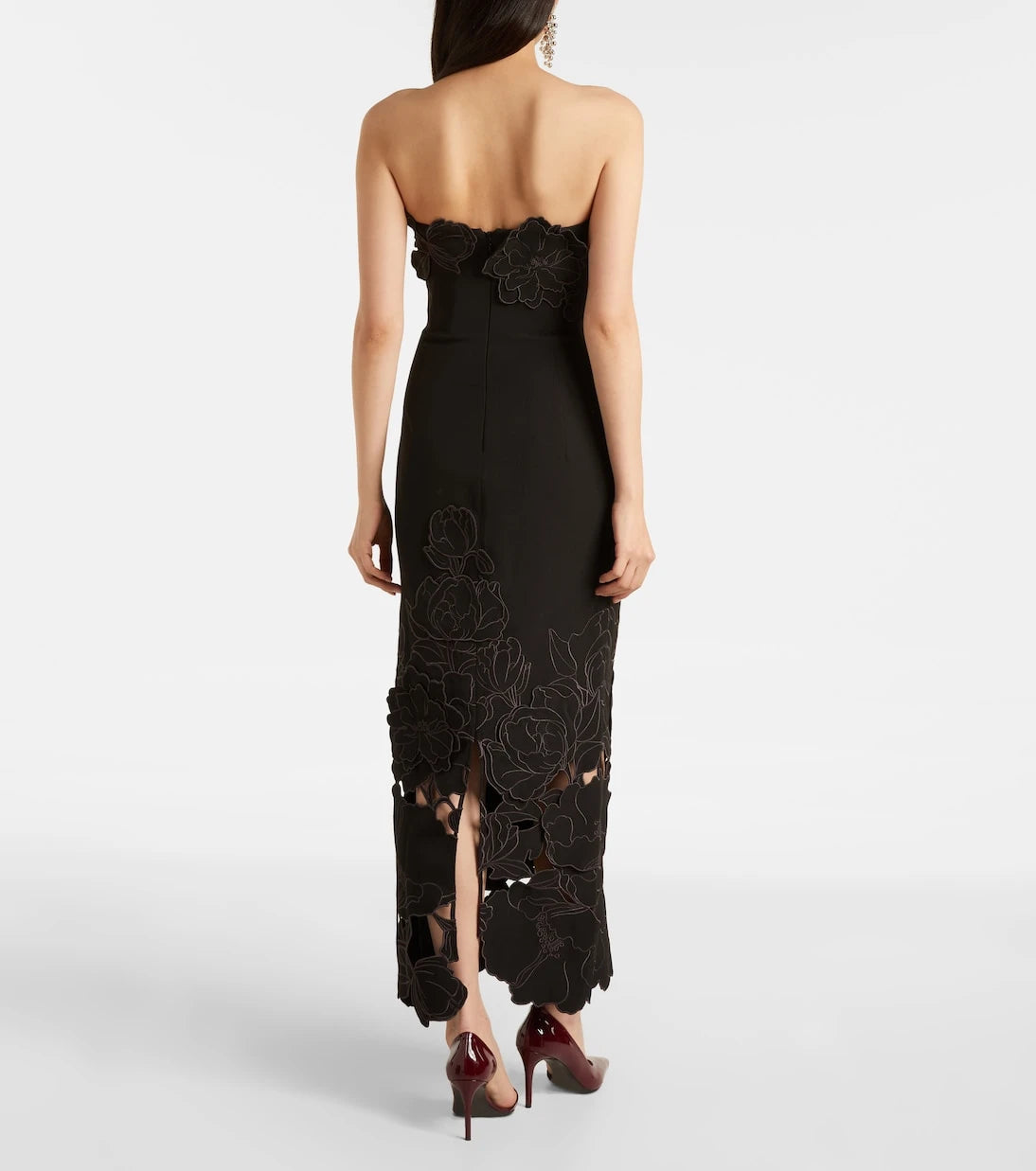 Leo Lin - Rayna floral-appliqué midi dress