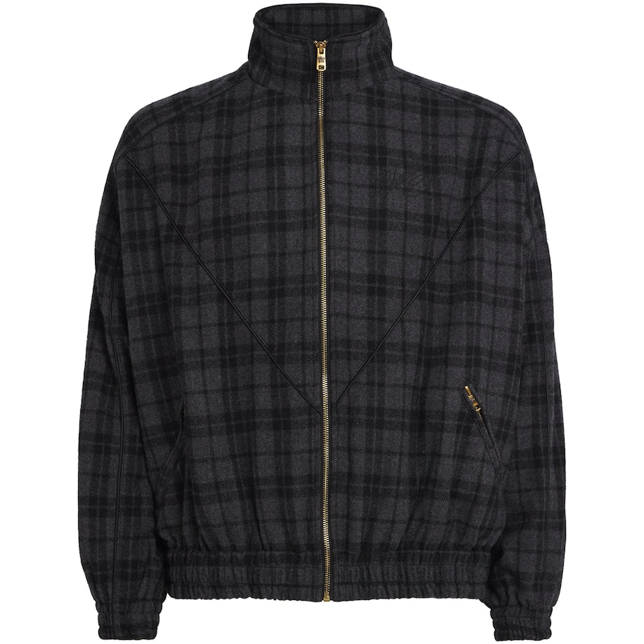 Willy Chavarria Grey Wool-Blend Ruff Rider Bomber Jacket