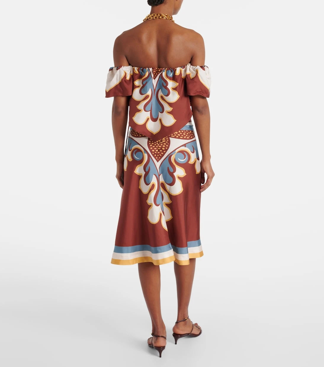 La DoubleJ - Sand Dollar off-shoulder silk top
