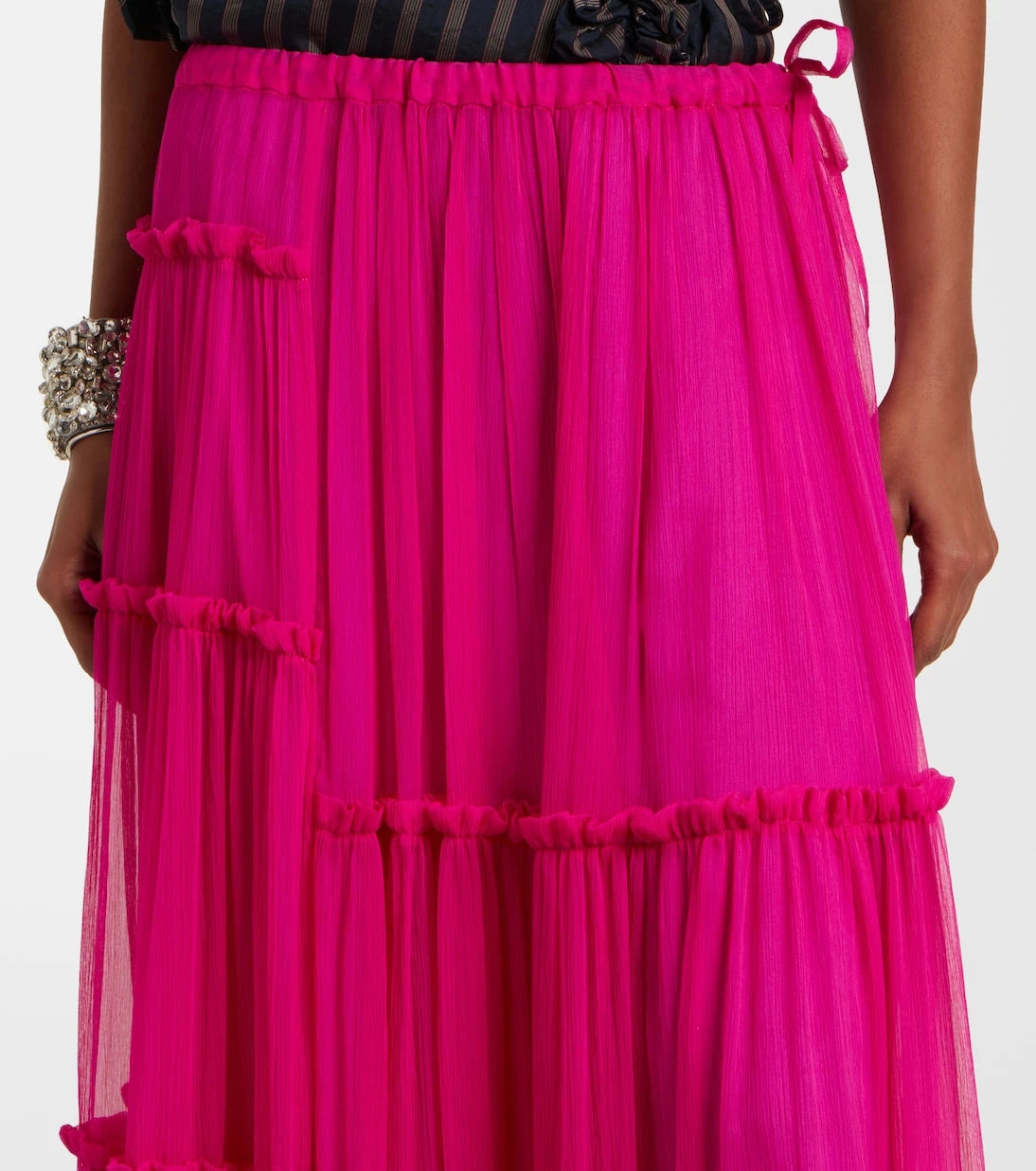 Dries Van Noten - Asymmetric silk muslin skirt